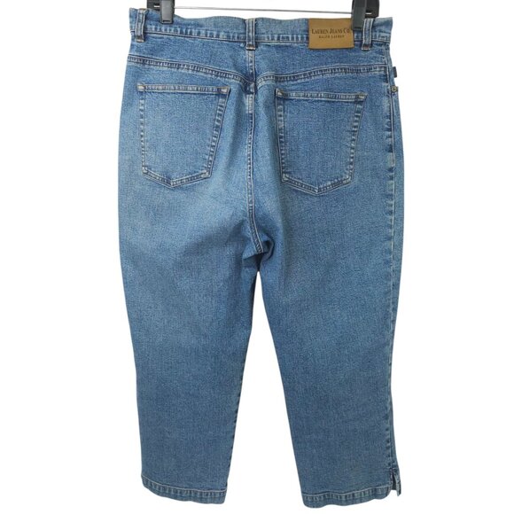 Lauren Jeans Ralph Lauren Crop Denim Womens Size 12 HIgh Rise Stretch Capri - Picture 2 of 16